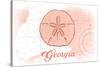 Georgia - Sand Dollar - Coral - Coastal Icon-Lantern Press-Stretched Canvas