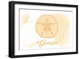 Georgia - Sand Dollar - Yellow - Coastal Icon-Lantern Press-Framed Art Print