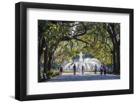 Georgia, Savannah, Fountain in Forsyth Park-Walter Bibikow-Framed Photographic Print