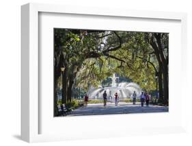 Georgia, Savannah, Fountain in Forsyth Park-Walter Bibikow-Framed Photographic Print