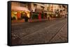 Georgia, Savannah, Rail Tracks Along Historic River Street-Joanne Wells-Framed Stretched Canvas