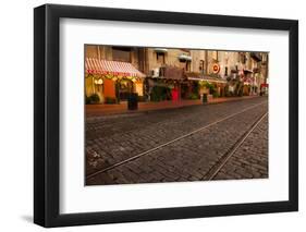 Georgia, Savannah, Rail Tracks Along Historic River Street-Joanne Wells-Framed Photographic Print