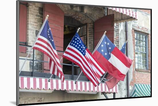 Georgia, Savannah, River Street, Flags-Jim Engelbrecht-Mounted Photographic Print