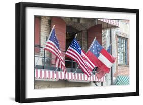 Georgia, Savannah, River Street, Flags-Jim Engelbrecht-Framed Photographic Print