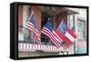 Georgia, Savannah, River Street, Flags-Jim Engelbrecht-Framed Stretched Canvas