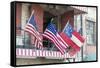 Georgia, Savannah, River Street, Flags-Jim Engelbrecht-Framed Stretched Canvas