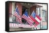 Georgia, Savannah, River Street, Flags-Jim Engelbrecht-Framed Stretched Canvas