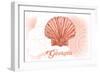 Georgia - Scallop Shell - Coral - Coastal Icon-Lantern Press-Framed Art Print