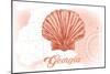 Georgia - Scallop Shell - Coral - Coastal Icon-Lantern Press-Mounted Art Print