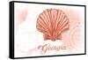 Georgia - Scallop Shell - Coral - Coastal Icon-Lantern Press-Framed Stretched Canvas