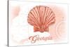 Georgia - Scallop Shell - Coral - Coastal Icon-Lantern Press-Stretched Canvas