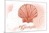 Georgia - Scallop Shell - Coral - Coastal Icon-Lantern Press-Mounted Art Print