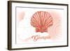 Georgia - Scallop Shell - Coral - Coastal Icon-Lantern Press-Framed Art Print