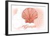 Georgia - Scallop Shell - Coral - Coastal Icon-Lantern Press-Framed Art Print