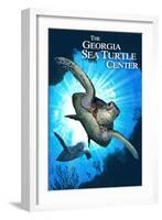 Georgia Sea Turtle Center, Georgia - Sea Turtle Diving-Lantern Press-Framed Art Print