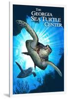 Georgia Sea Turtle Center, Georgia - Sea Turtle Diving-Lantern Press-Framed Art Print