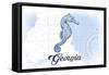 Georgia - Seahorse - Blue - Coastal Icon-Lantern Press-Framed Stretched Canvas