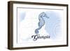 Georgia - Seahorse - Blue - Coastal Icon-Lantern Press-Framed Art Print