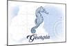 Georgia - Seahorse - Blue - Coastal Icon-Lantern Press-Mounted Art Print