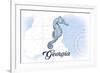 Georgia - Seahorse - Blue - Coastal Icon-Lantern Press-Framed Premium Giclee Print