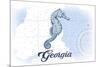 Georgia - Seahorse - Blue - Coastal Icon-Lantern Press-Mounted Premium Giclee Print