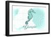 Georgia - Seahorse - Teal - Coastal Icon-Lantern Press-Framed Art Print