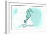 Georgia - Seahorse - Teal - Coastal Icon-Lantern Press-Framed Art Print