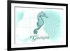 Georgia - Seahorse - Teal - Coastal Icon-Lantern Press-Framed Premium Giclee Print