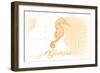 Georgia - Seahorse - Yellow - Coastal Icon-Lantern Press-Framed Art Print