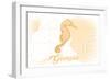 Georgia - Seahorse - Yellow - Coastal Icon-Lantern Press-Framed Art Print