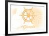 Georgia - Ship Wheel - Yellow - Coastal Icon-Lantern Press-Framed Premium Giclee Print