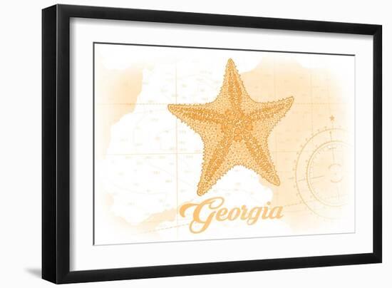 Georgia - Starfish - Yellow - Coastal Icon-Lantern Press-Framed Art Print