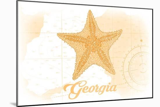 Georgia - Starfish - Yellow - Coastal Icon-Lantern Press-Mounted Art Print