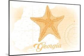 Georgia - Starfish - Yellow - Coastal Icon-Lantern Press-Mounted Art Print