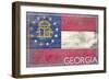 Georgia State Flag - Barnwood Painting-Lantern Press-Framed Art Print