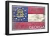 Georgia State Flag - Barnwood Painting-Lantern Press-Framed Art Print