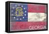 Georgia State Flag - Barnwood Painting-Lantern Press-Framed Stretched Canvas