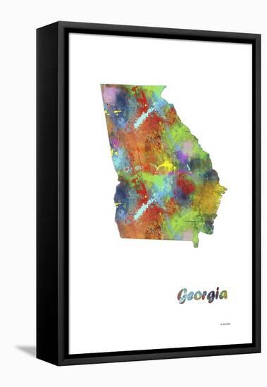 Georgia State Map 1-Marlene Watson-Framed Stretched Canvas