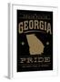 Georgia State Pride - Gold on Black-Lantern Press-Framed Art Print