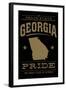 Georgia State Pride - Gold on Black-Lantern Press-Framed Art Print