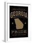 Georgia State Pride - Gold on Black-Lantern Press-Framed Art Print