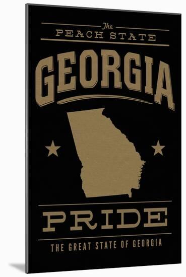 Georgia State Pride - Gold on Black-Lantern Press-Mounted Art Print