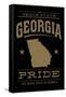 Georgia State Pride - Gold on Black-Lantern Press-Framed Stretched Canvas