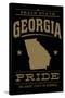 Georgia State Pride - Gold on Black-Lantern Press-Stretched Canvas