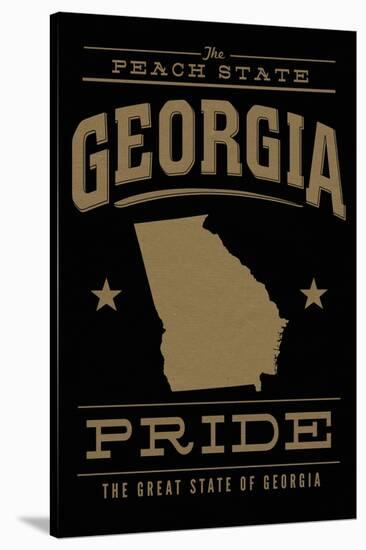 Georgia State Pride - Gold on Black-Lantern Press-Stretched Canvas