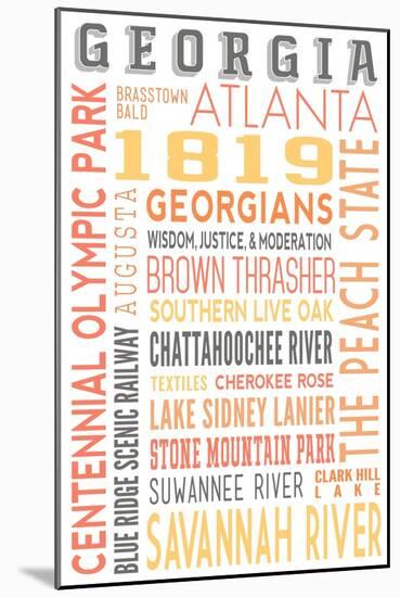 Georgia - Typography-Lantern Press-Mounted Art Print