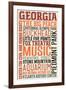 Georgia - Typography-Lantern Press-Framed Art Print