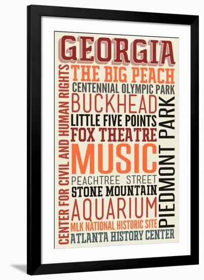 Georgia - Typography-Lantern Press-Framed Art Print