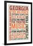 Georgia - Typography-Lantern Press-Framed Art Print