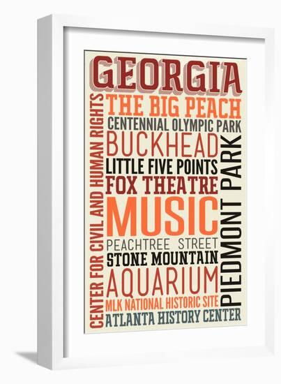 Georgia - Typography-Lantern Press-Framed Art Print